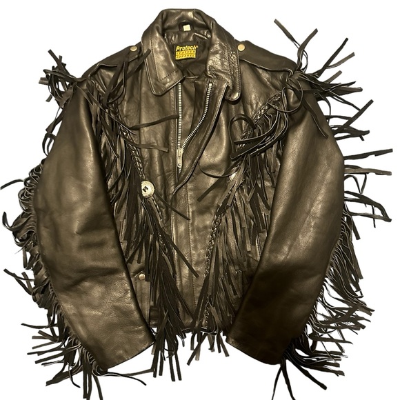 Vintage Protech Leather Apparel Black Biker Motorcycle Jacket Medium size 40 - Picture 2 of 16